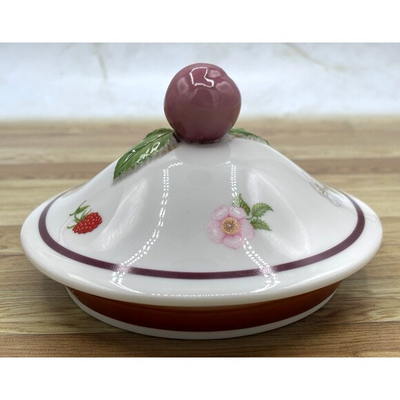 Lenox Ceramic Coffee Canister Orchard Fruit & Floral Design w/Lid Fine Porcelain - Picture 7 of 16